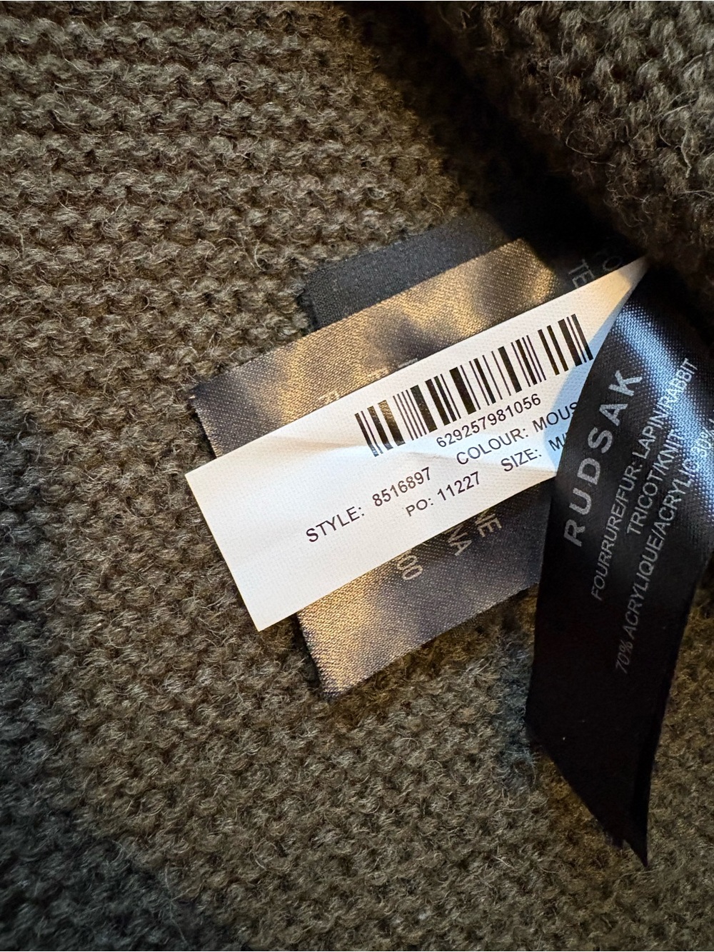 RUDSAK Olive Green Knit Longline Cardigan Real Fur Hood Duster Size Medium - Picture 11 of 16